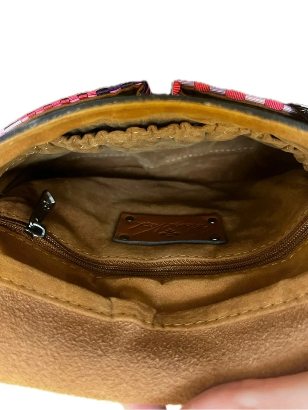 Patricia Nash Granada Crossbody Bag Ribbons & Rafia Purple & Pink Weave - Picture 5 of 11